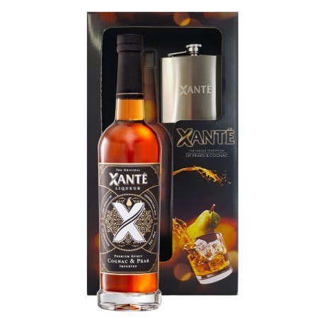 Xante 50cl Cognac & Pear + silver flask